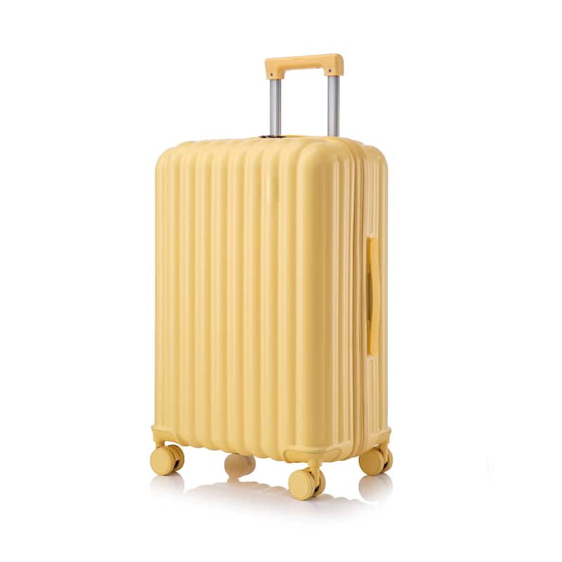 20"/24"/28" 3-Piece Modern Luggage Sets with Cup Holder, USB Port and Phone Holder, for Boarding Travel, Yellow