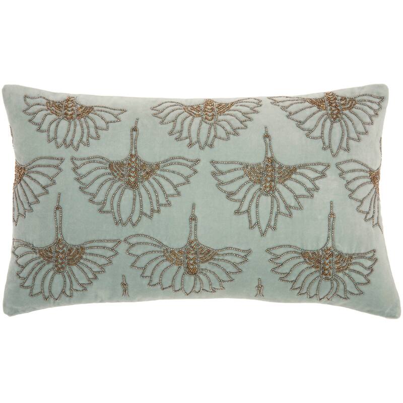 Mina Victory Beaded Flowers Throw Pillow