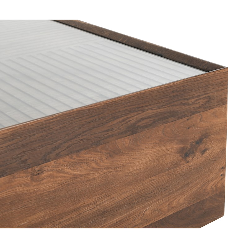 Classic Home Santa Barbara 49" Glass and Wood Coffee Table