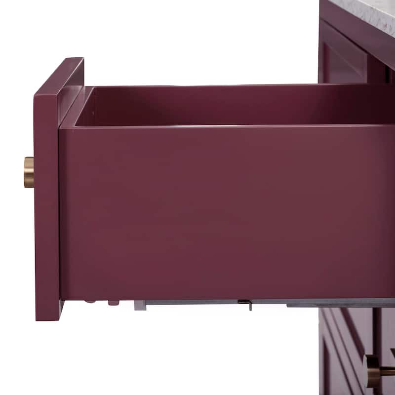 Alana Bathroom Vanity Cabinet in Burgundy Red
