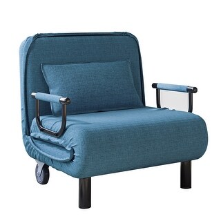 25.6in. Adjustable Folding Lounge Chair with Pillow, Dual-Purpose Sofa Bed