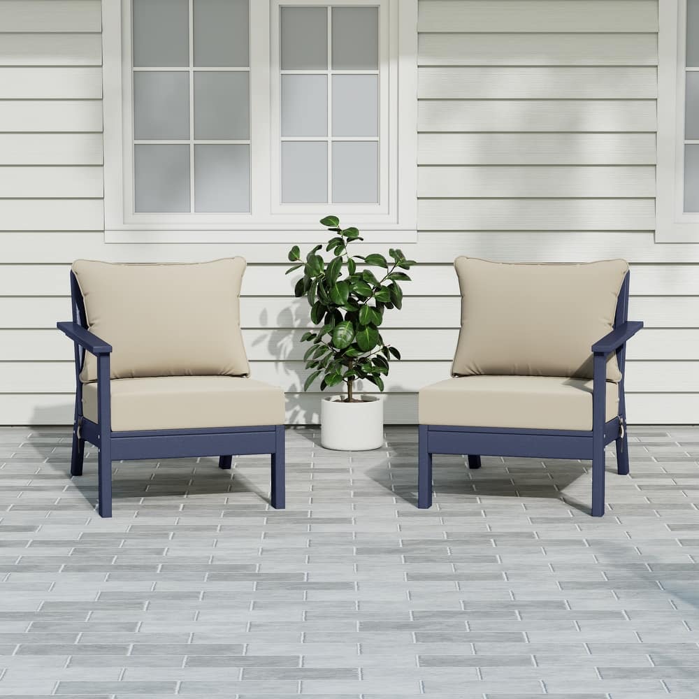 Birchwood All Weather HDPE Outdoor Patio Deep Seating Navy Blue Loveseat (2-Piece)
