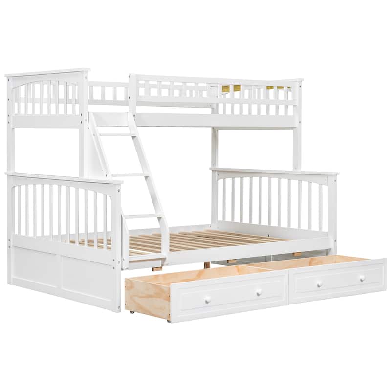 Twin Over Full Bunk Bed With Drawers, Convertible Beds