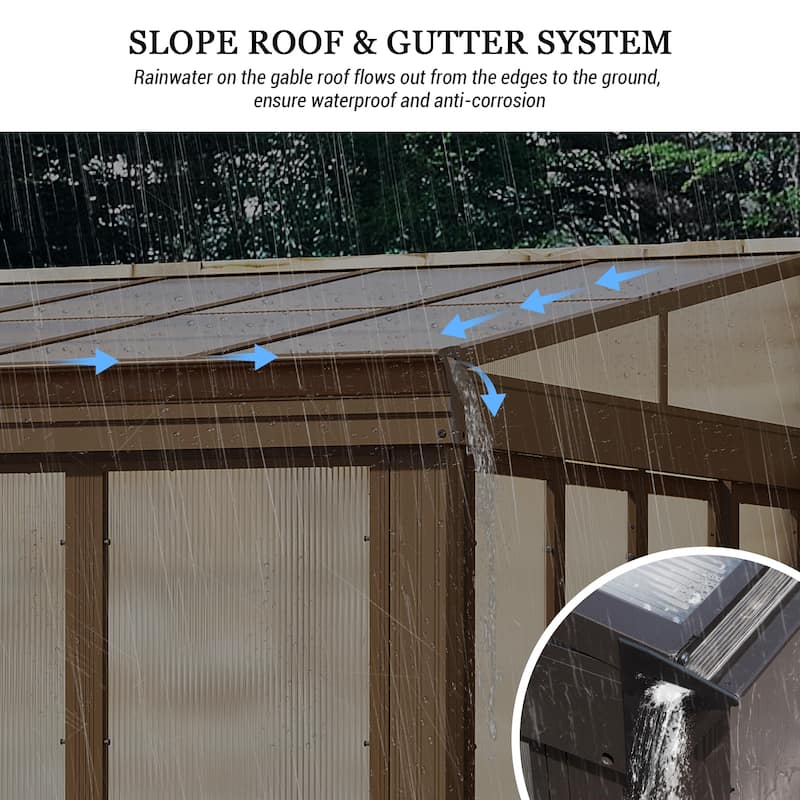Lean-to Sunroom 10x14FT, Wall Mounted Solarium