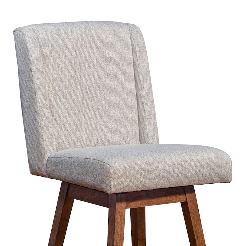 HomeRoots 26" Taupe and Brown Solid Wood Swivel Bar Chair