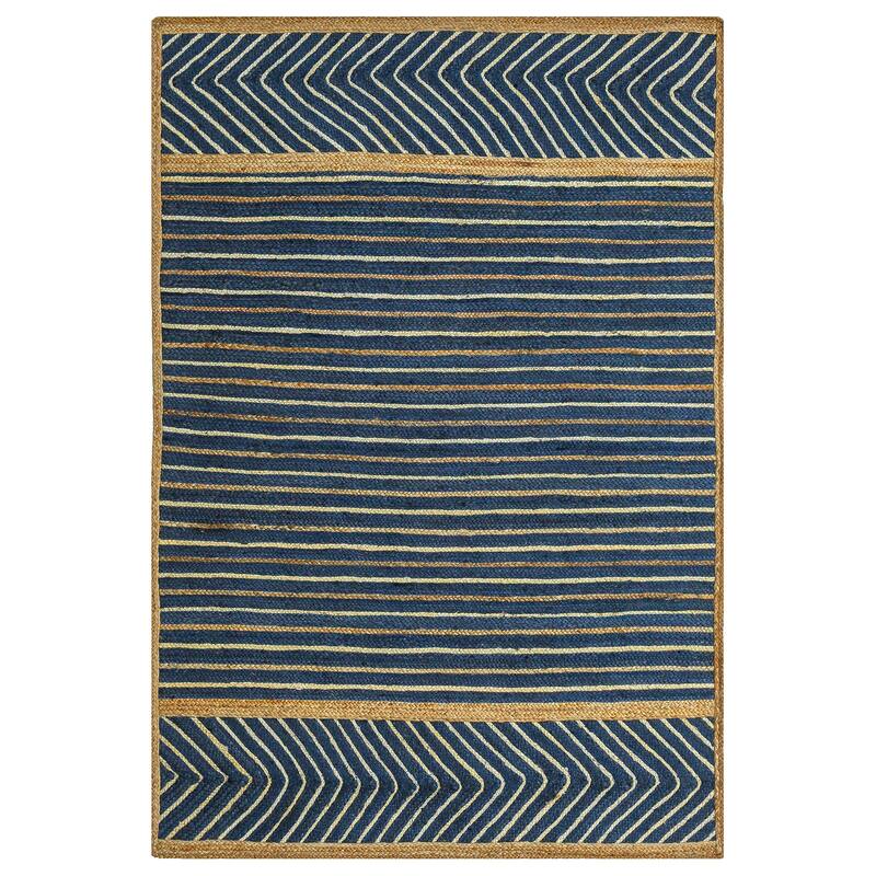 Abani Jute JUT160A Natural Fiber Blue White Area Rug