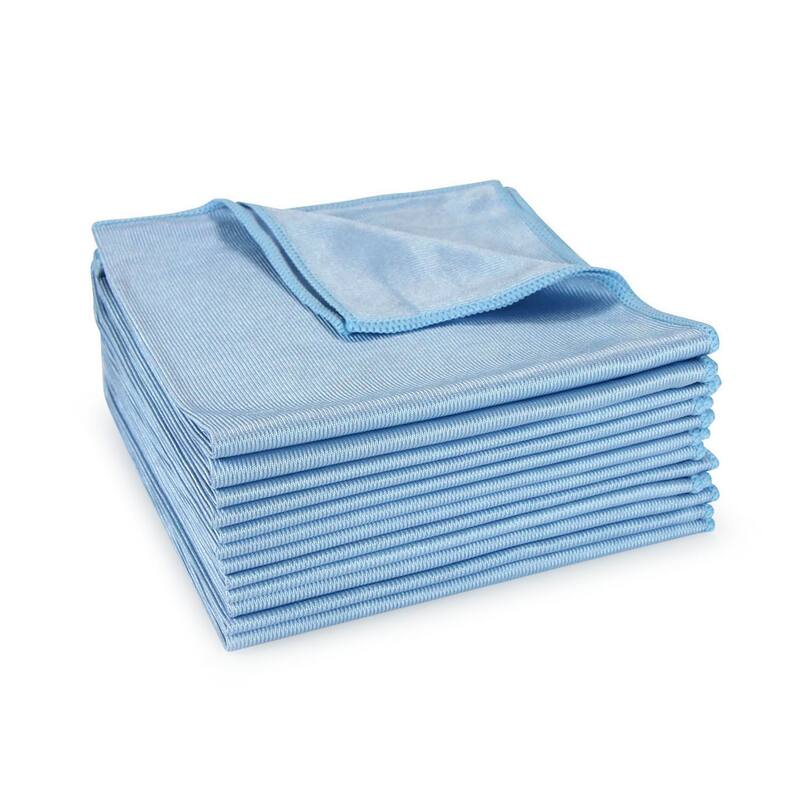 Arkwright 12-Piece Shiny Glass Cleaning Cloths - 16x16 - Blue