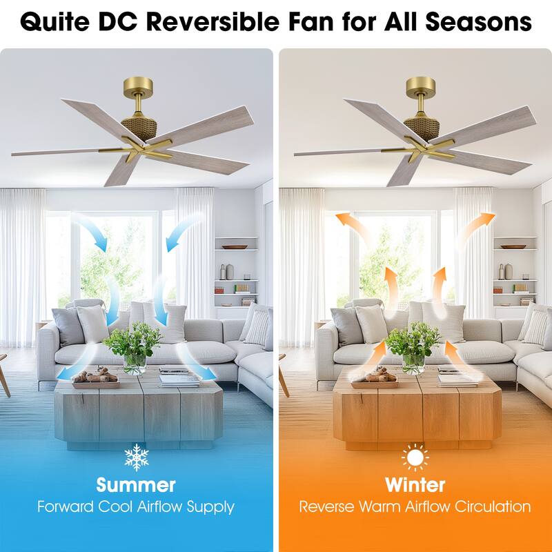 52" Weathered Grey Oak Plywood 5-Blade Indoor Ceiling Fan with Remote and No Light