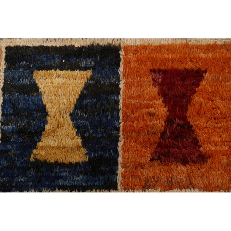Hand Knotted Oriental 100% Wool Carpet Modern Tribal Multi-Colored Moroccan Area Rug - 9' 11'' X 6' 9''