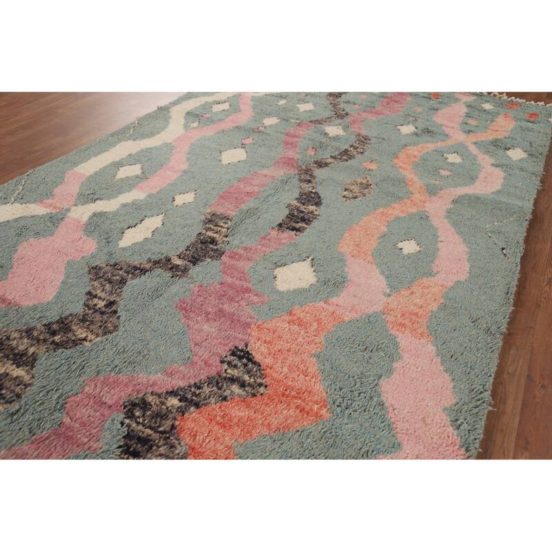 Moroccan Oriental Area Rug Hand-Knotted Wool Carpet - 6'1" x 10'11"