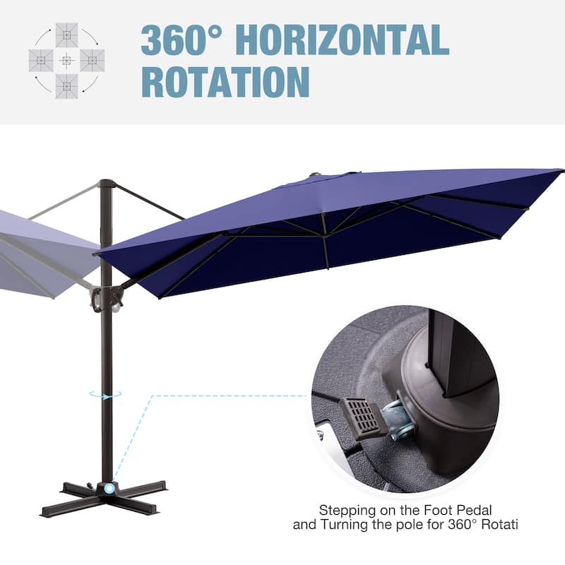 Outdoor Patio Umbrella 9 FT x 11 FT Cantilever-Offset Umbrella