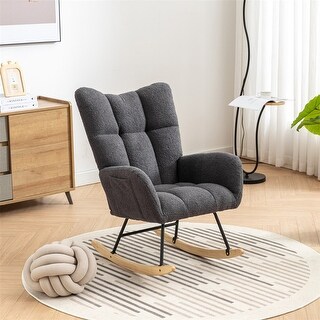 Soft Teddy Velvet Fabric Rocking Chair with Solid Wood Base - Bed Bath ...