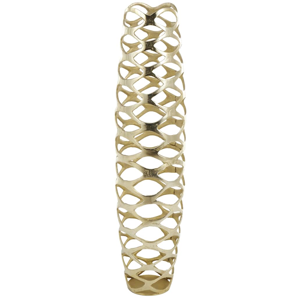 Aluminum Metal Geometric Tall Cutout Decorative Vase - Gold - Roche River Decor