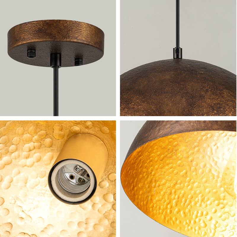 Industiral Hammered Antique Copper Dome Pendant Light