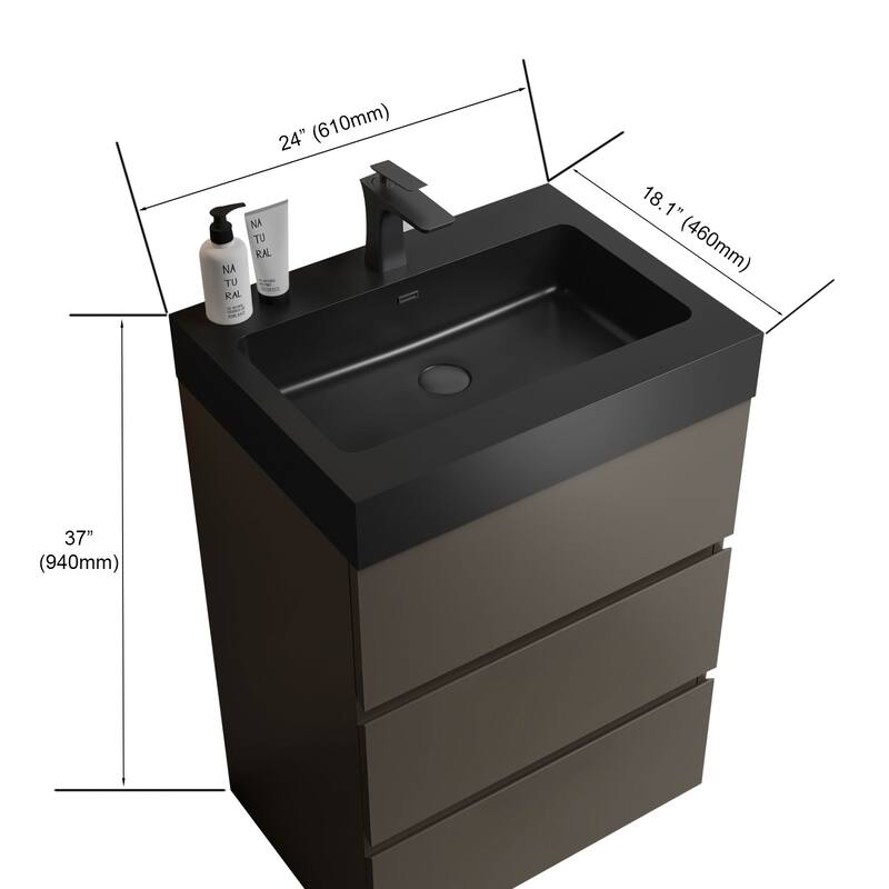 Contemporary 36" Alice Freestanding Bathroom Vanity with Ergonomic Handle-Free Design, Eco-Friendly Construction