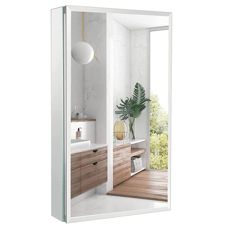Rectangular Aluminum Recessed Mount/Surface Mount Medicine Cabinet with Mirror and Adjustable shelves