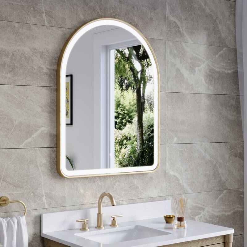24/28''W X 36''H Wall Mounted Bathroom Framed LED Mirror With Memory Function,Anti-fog,Dimmable