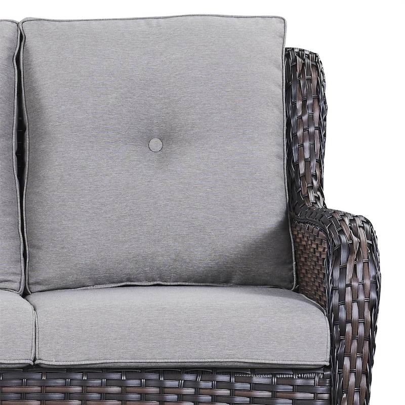 Gymojoy Outdoor Patio Rattan 3-Seat Sofa with Cushion