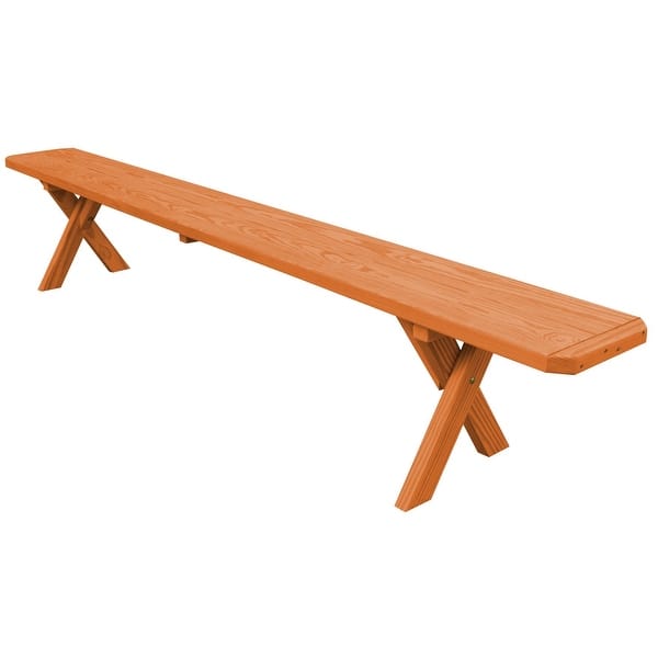 slide 2 of 9, Pressure Treated Pine 8' Crossleg Bench Cedar Stain