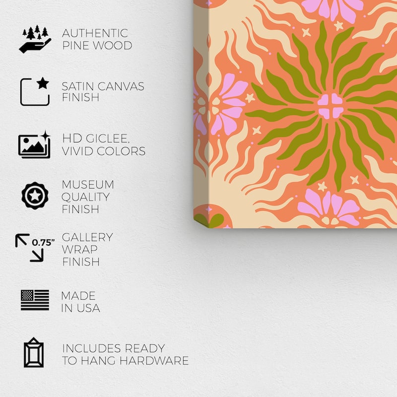 Wynwood Studio Canvas Abstract Art Deco FLoral II Pink and Army Green Bohemian & Eclectic Wall Art Canvas Print