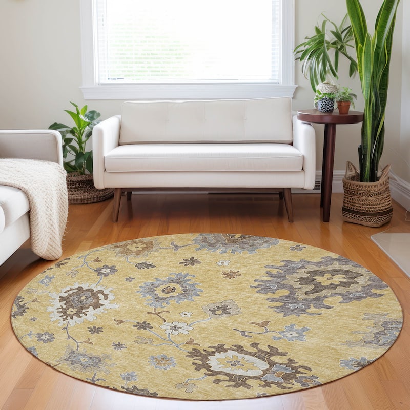 Premium Washable Super Soft Traditional Farmhouse Mayfield Rug - Gold - 8' x 8'