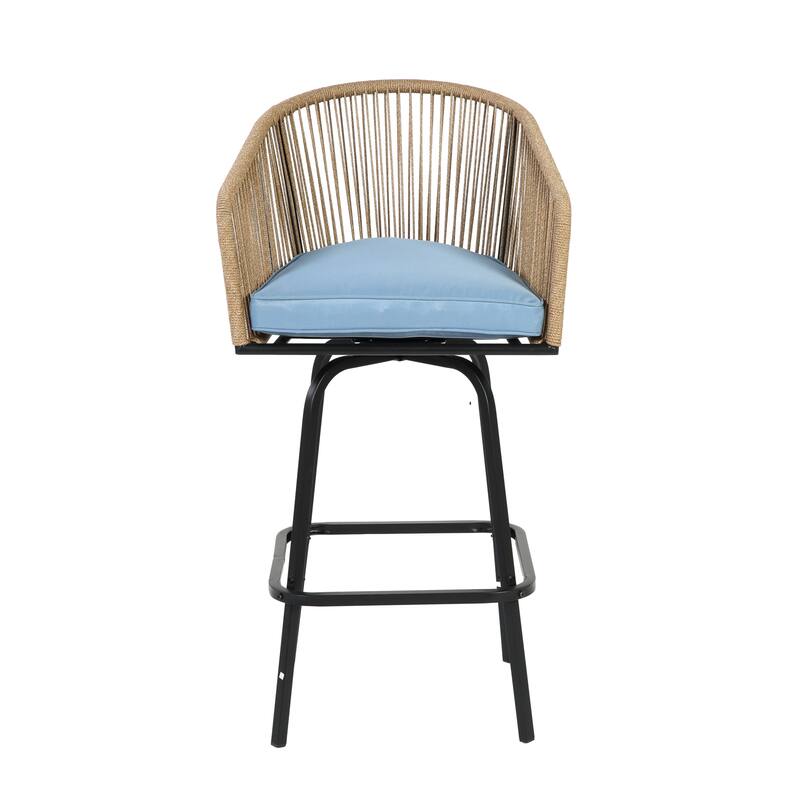 Outdoor Wicker Rattan Barstools with Armrests, Backrest, Set of 2/4