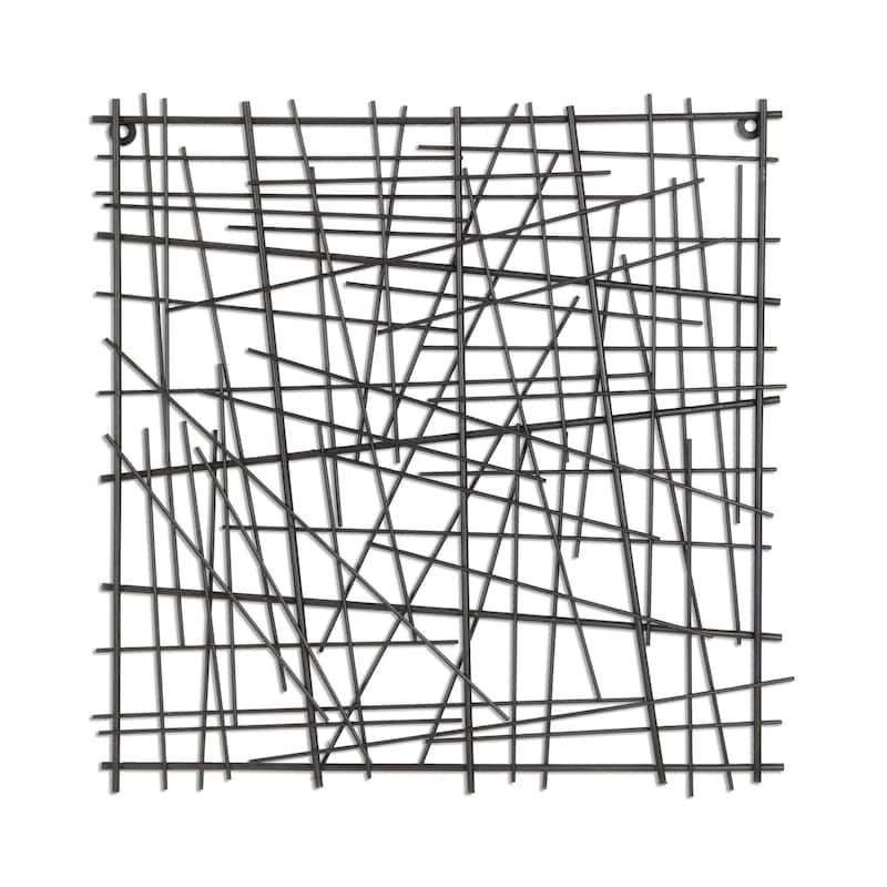 Pewter Finished Square Abstract Wall Art - 19.5" - Black