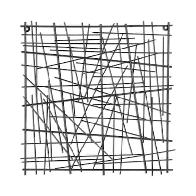 Pewter Finished Square Abstract Wall Art - 19.5" - Black