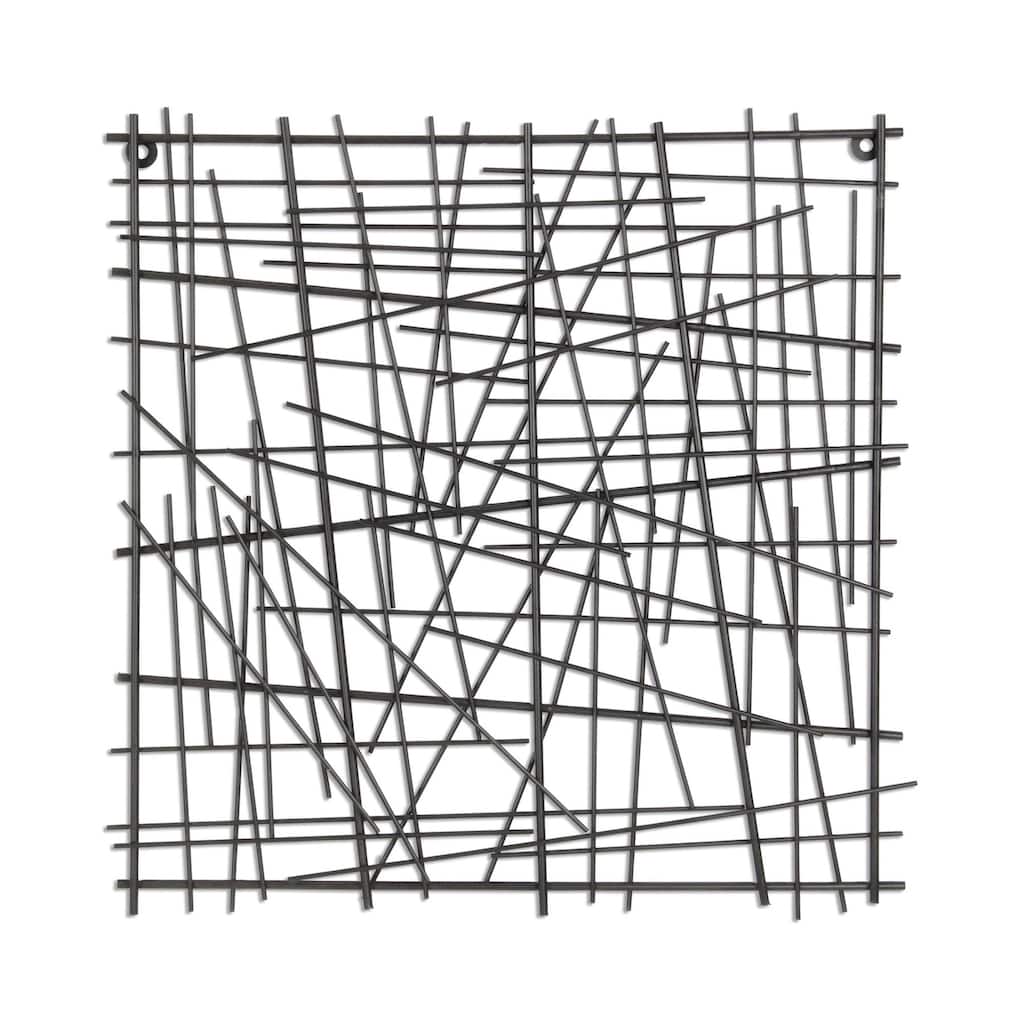 Pewter Finished Square Abstract Wall Art - 19.5" - Black