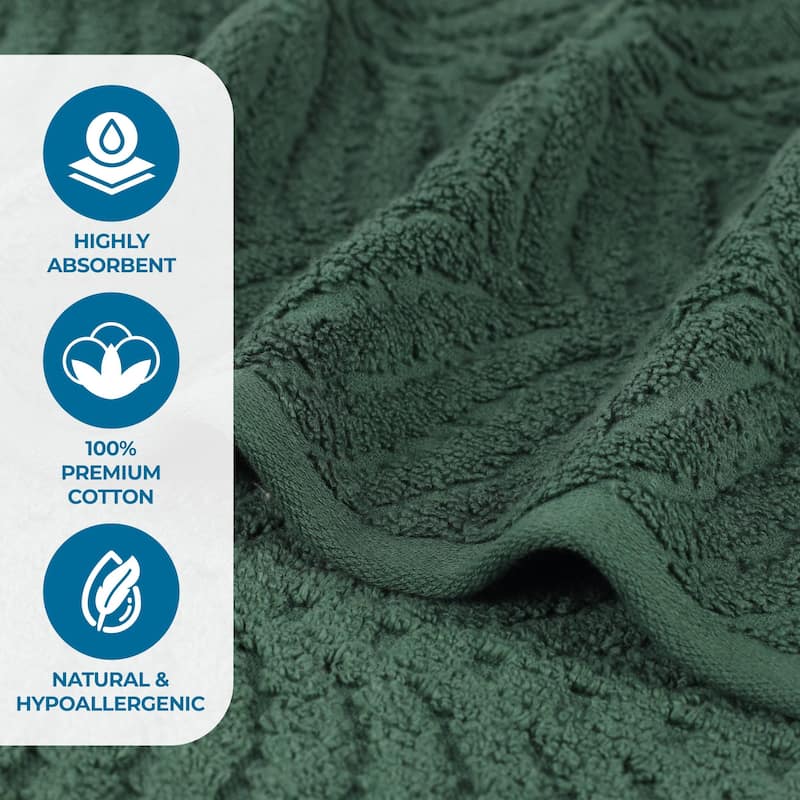 Superior Chevron Zero Twist Solid and Jacquard Cotton Bath Sheet Set of 2