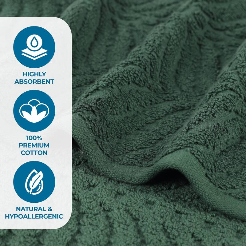 Superior Chevron Zero Twist Solid and Jacquard Cotton Hand Towel Set of 6