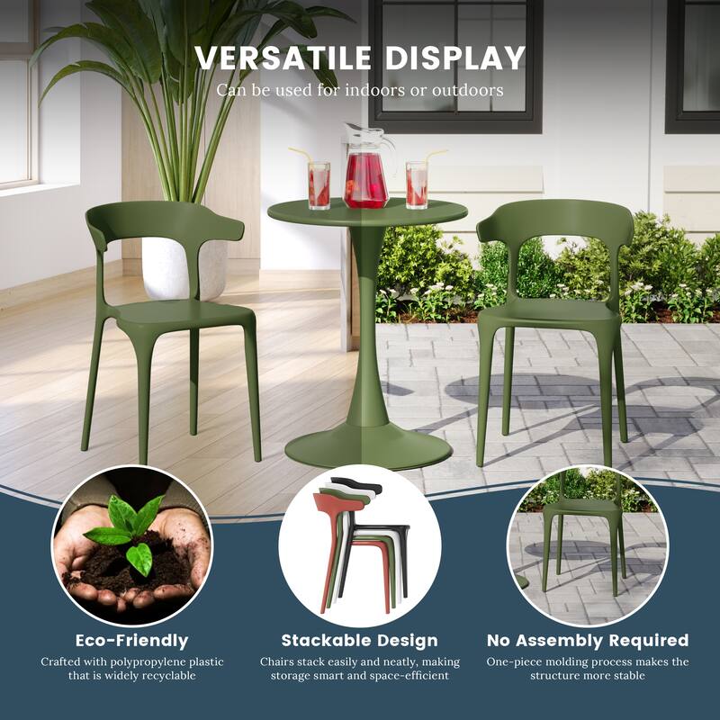 Frond and Form Outdoor Patio Modern Stacking Dining Side Chair (Set of 4)
