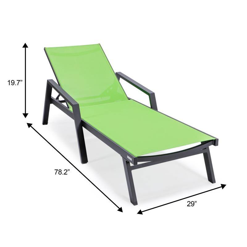 Marlin Outdoor Sun Chaise Lounge Chair with Arms - Stackable Mesh Recliner for Pool, Beach, Patio, Garden, Deck or Backyard