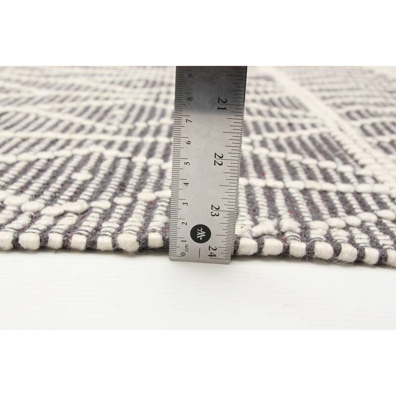 ECARPETGALLERY Braid weave Sienna Grey Wool Rug - 6'0 x 9'0