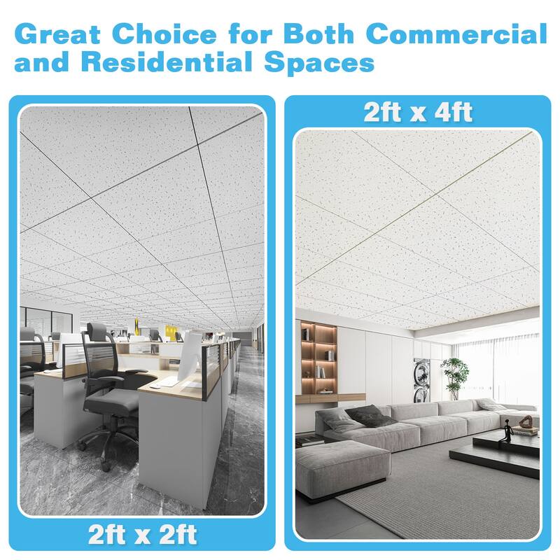 Art3d Flexible PET Sound Panels, 24x24 Inch, 12 Tiles, Off-White