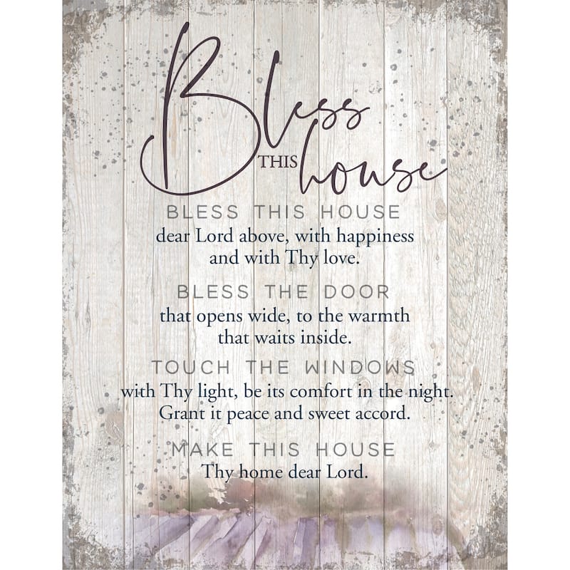 Bless This House Wood Plaque 11.75"x15" - White