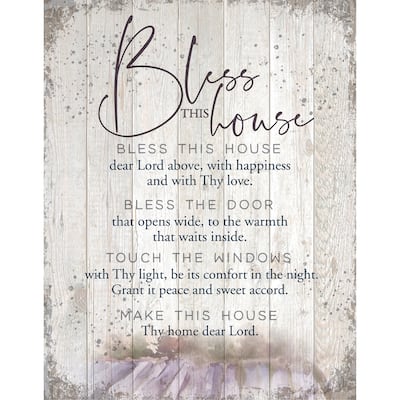 Bless This House Wood Plaque 11.75"x15" - White