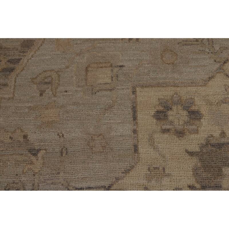 Vegetable Dye Beige Oushak Turkish Area Rug Handmade Wool Carpet - 8'11"x 12'3"