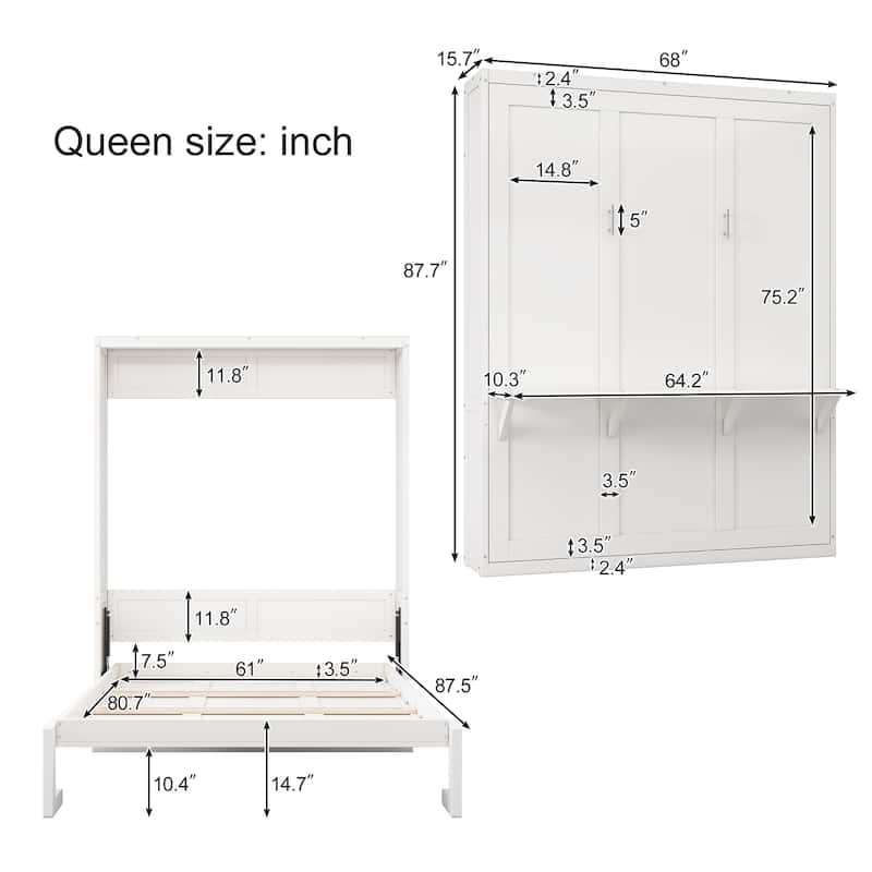 Queen Size Murphy Bed with Desk Combo