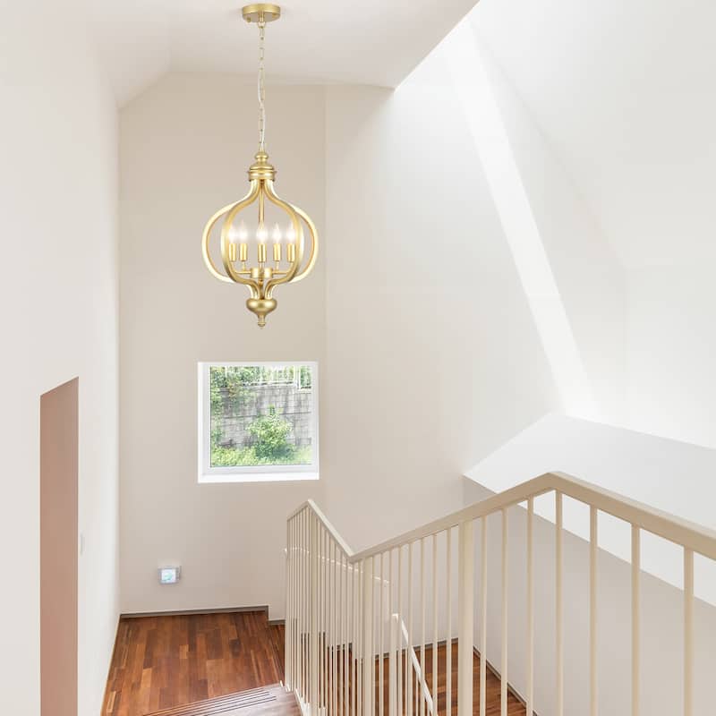 5-Light Metal Lantern Rustic Chandeliers for Entryway Hallway