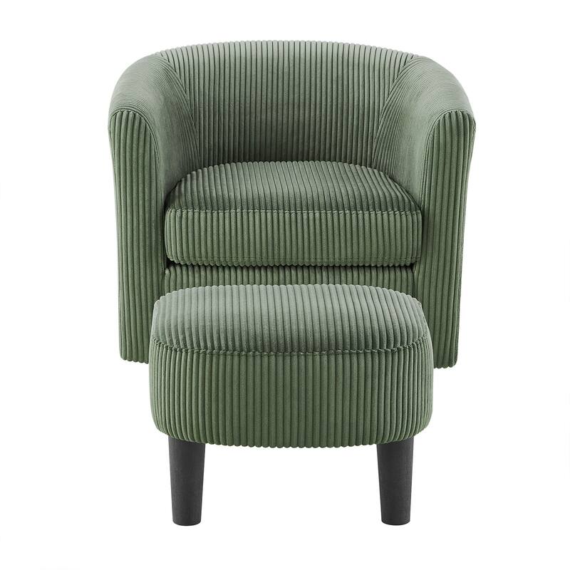 Corduroy Swivel Accent Chair with Ottoman