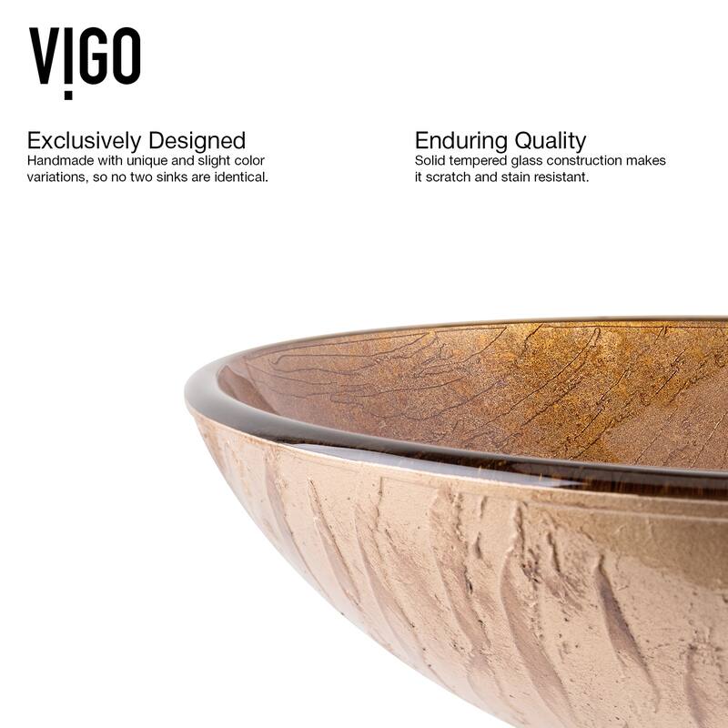 VIGO Giovanni 17"L x 17"W x 6"H Glass Round Vessel Bathroom Sink
