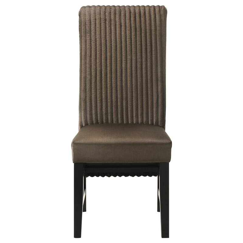 Ranna Dining Chair Set of 2, Brown Velvet Foam Cushions, Hardwood