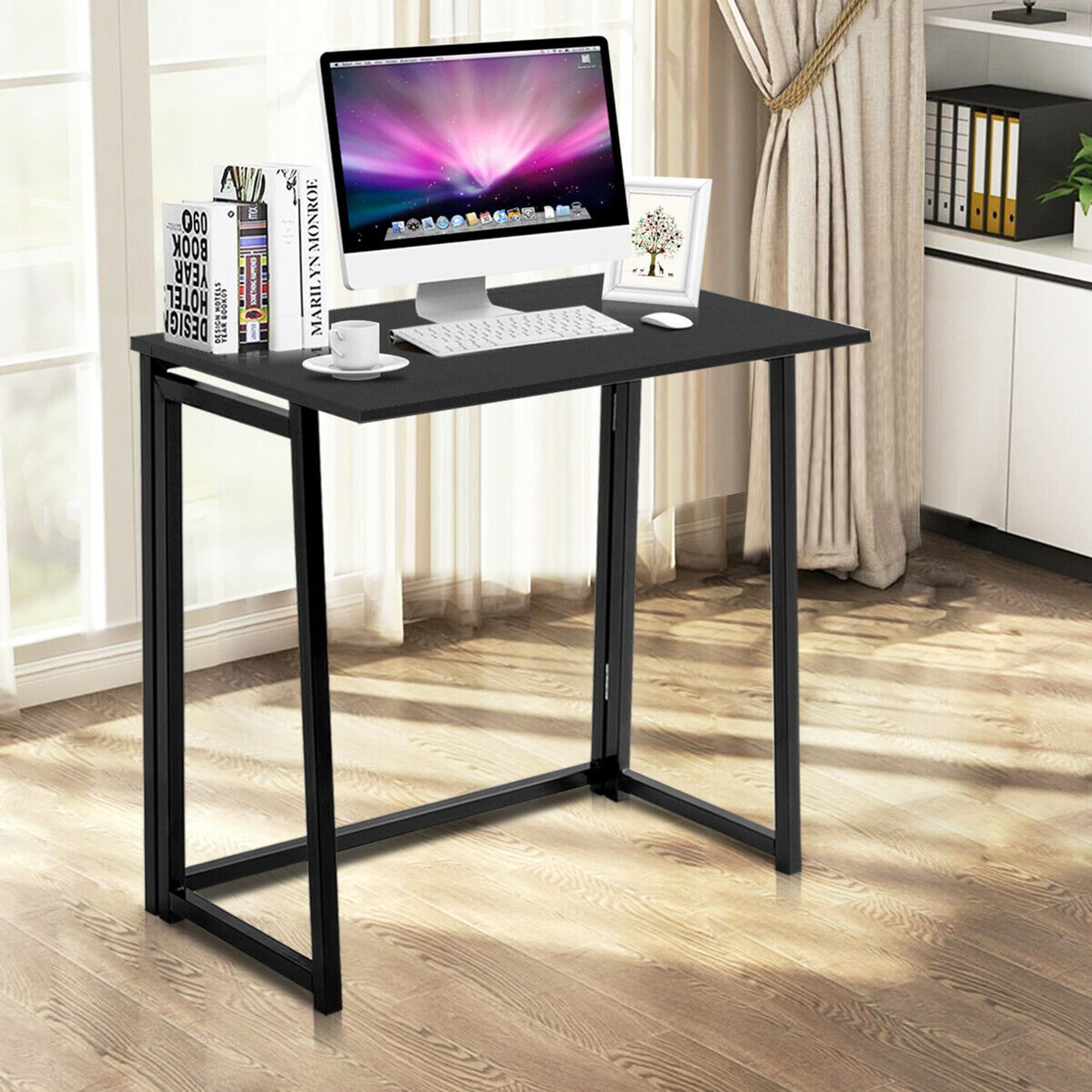 Gymax foldable computer desk home office laptop table writing desk study table top