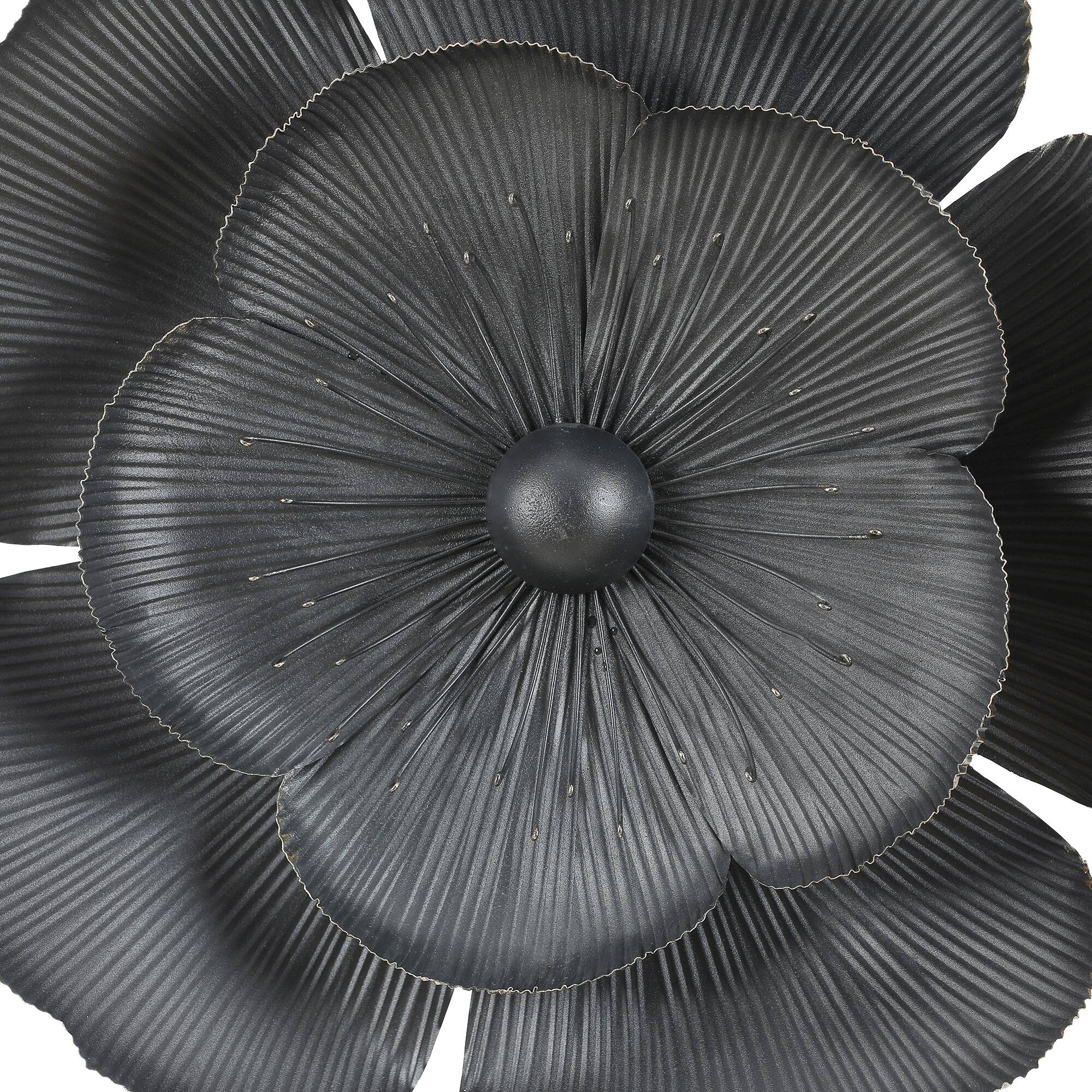 Black MultiSize Metal Flowers Wall Decor (Set of 3) On Sale Bed