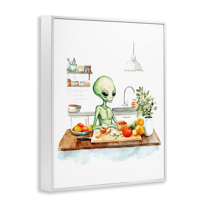 Stupell Alien Cooking in Kitchen Framed Giclee Art Design By Lil' Rue