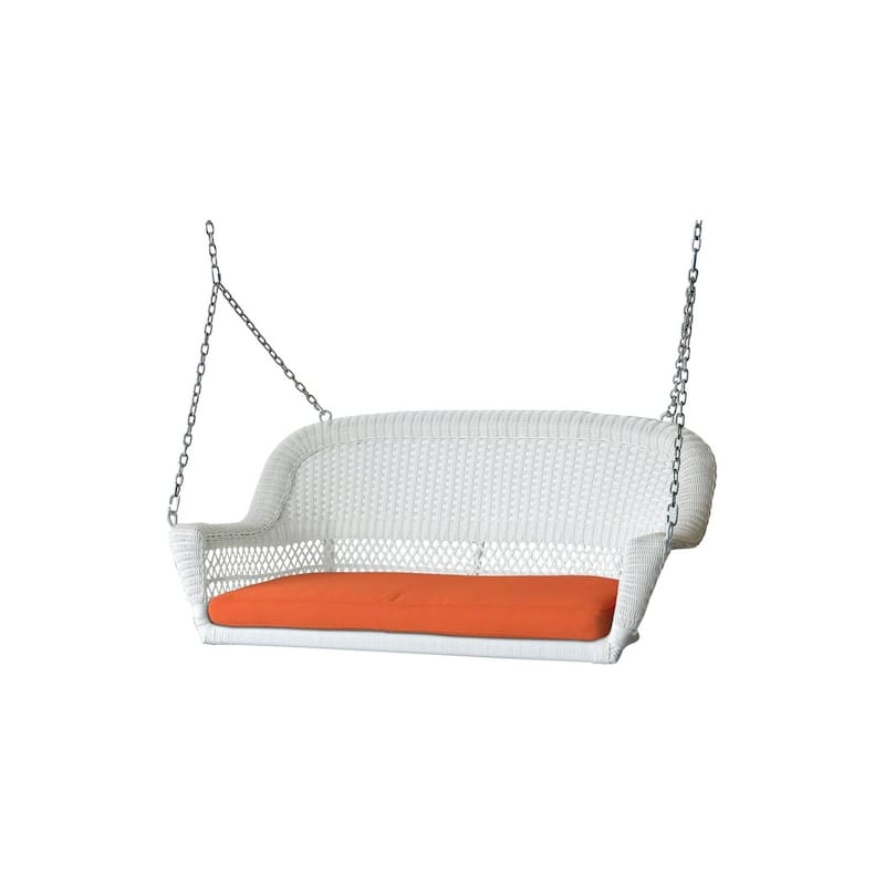 28 in. W Red Cushion in Aluminum Frame Outdoor Porch Swing with CushionGuard and Stand