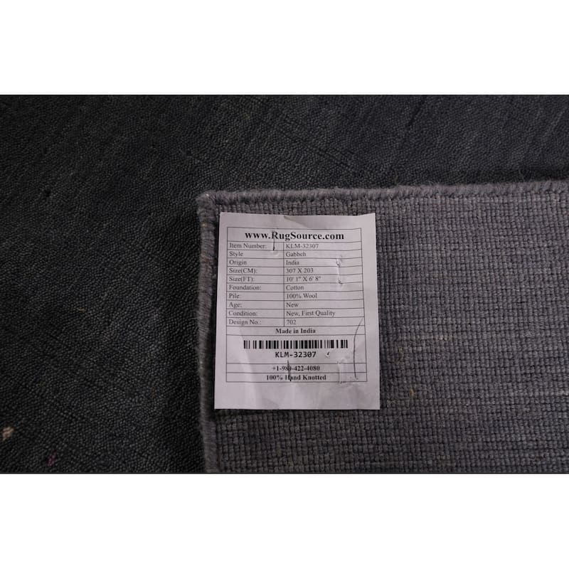 Gray Gabbeh Indian Area Rug Hand-Knotted Wool Carpet - 6'8"x 10'1"