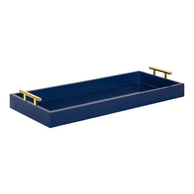 Kate and Laurel Lipton Narrow Rectangle Wood Accent Tray - 10x24 - Blue