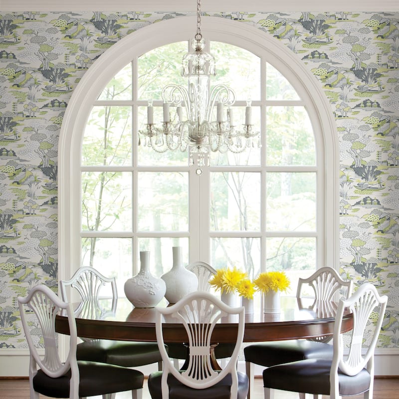 A-Street Prints Joy De Vie Green Toile Wallpaper